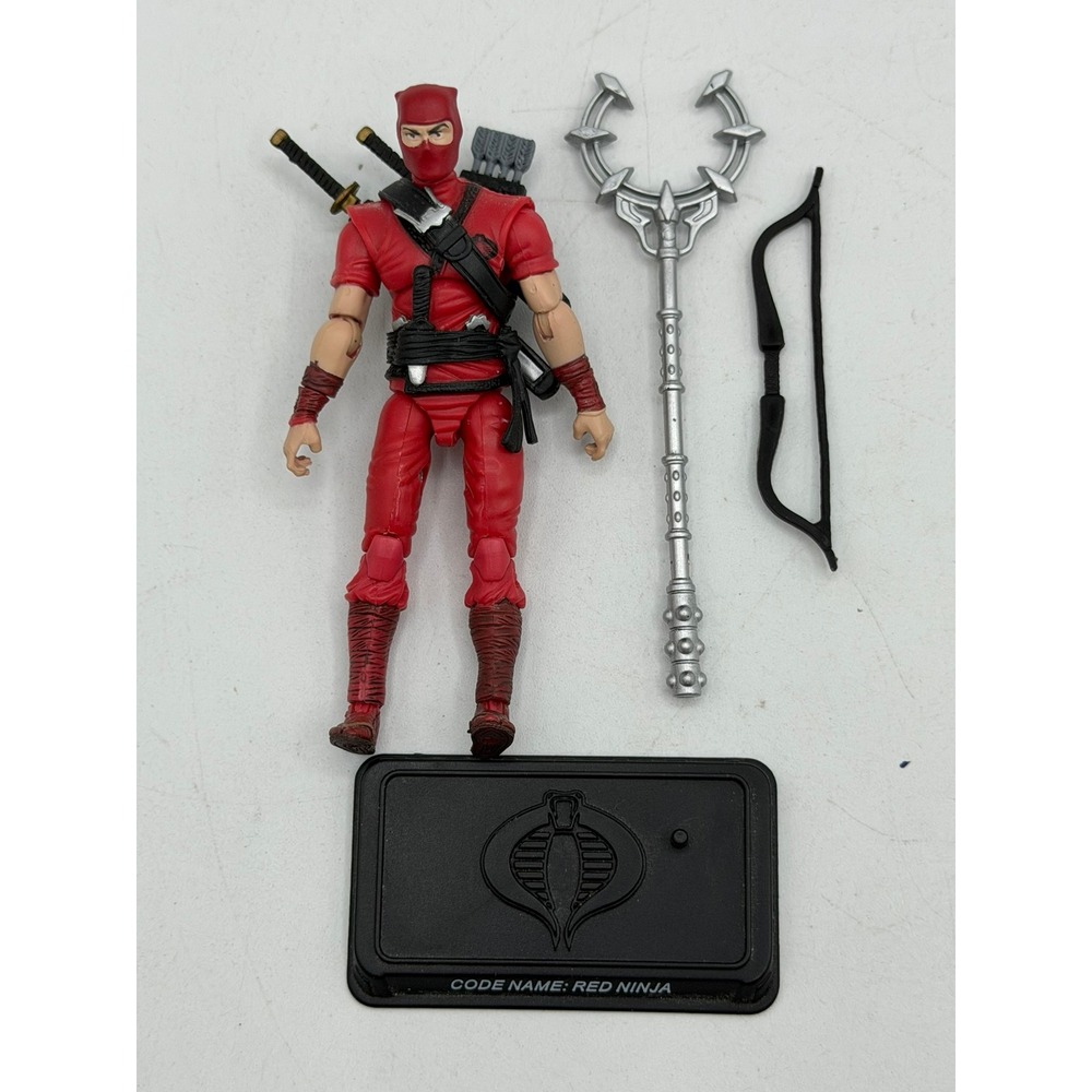 2007 G.I. Joe 25th Anniversary Red Ninja v2 100% Complete Stand Hasbro 3.75" - Picture 3 of 16